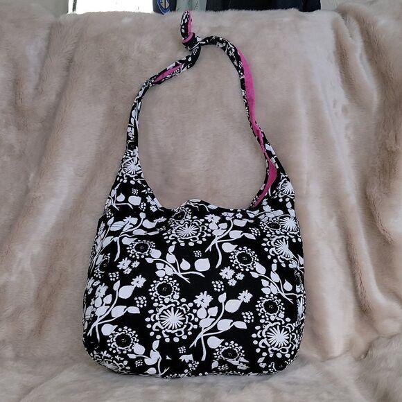 THIRTY-ONE BLACK FLORAL BRUSHSTROKE INSIDE OUT REVERSIBLE TOTE BAG - NWOT - Picture 2 of 12